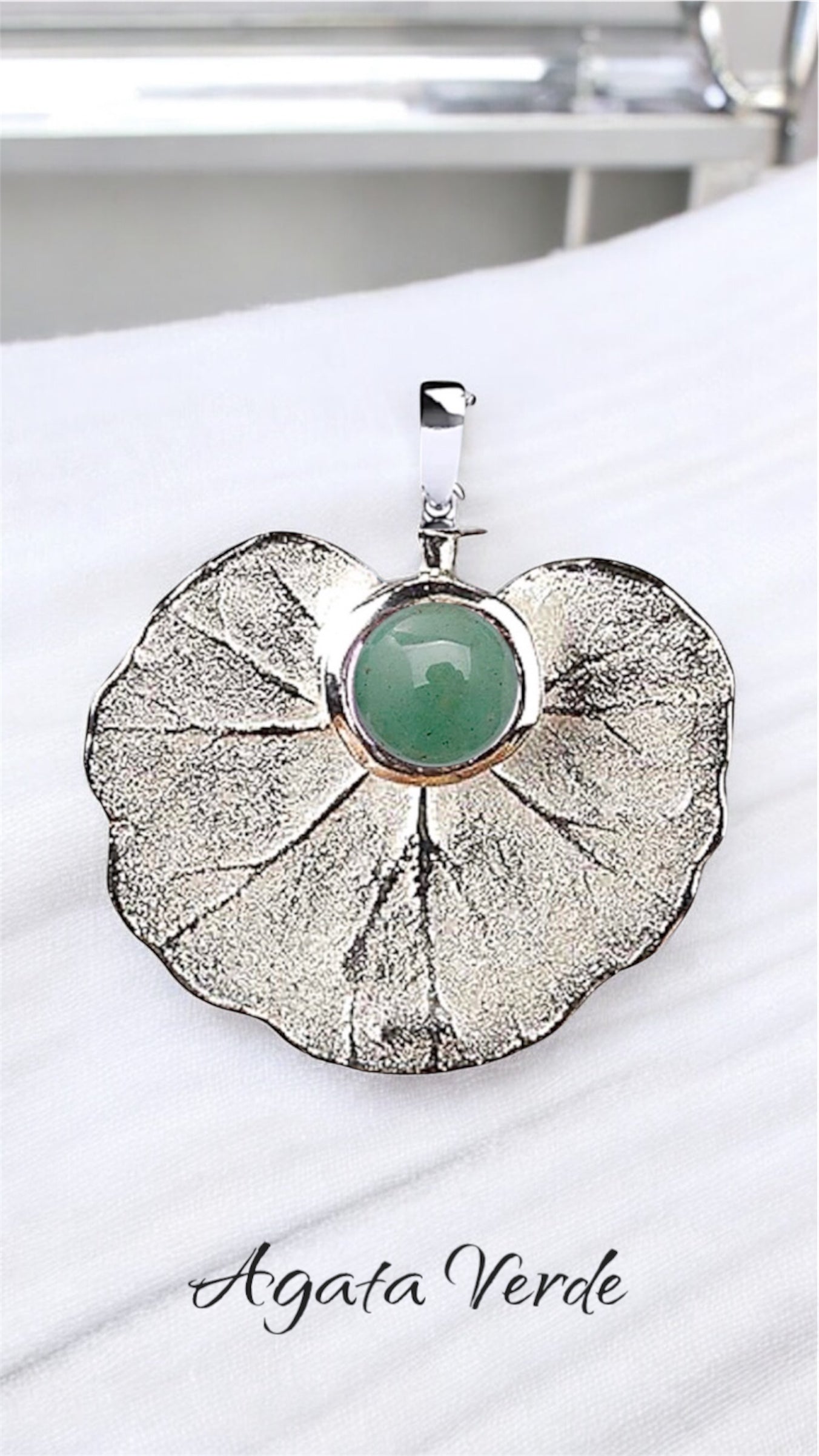 Cod.Ger1 Ciondolo foglia geranio naturale in argento