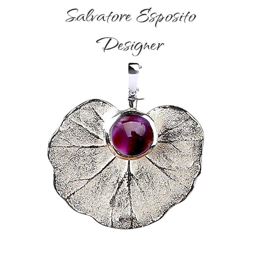 Cod.Ger1 Ciondolo foglia geranio naturale in argento