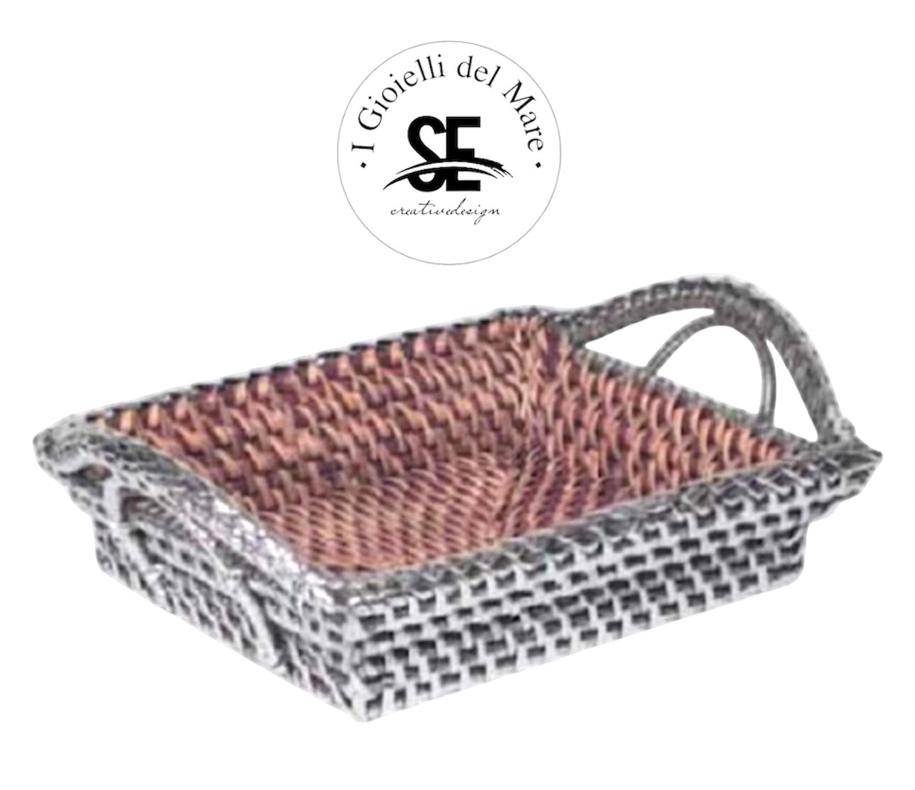 Cod.12026 Vassoio rettangolare con manici