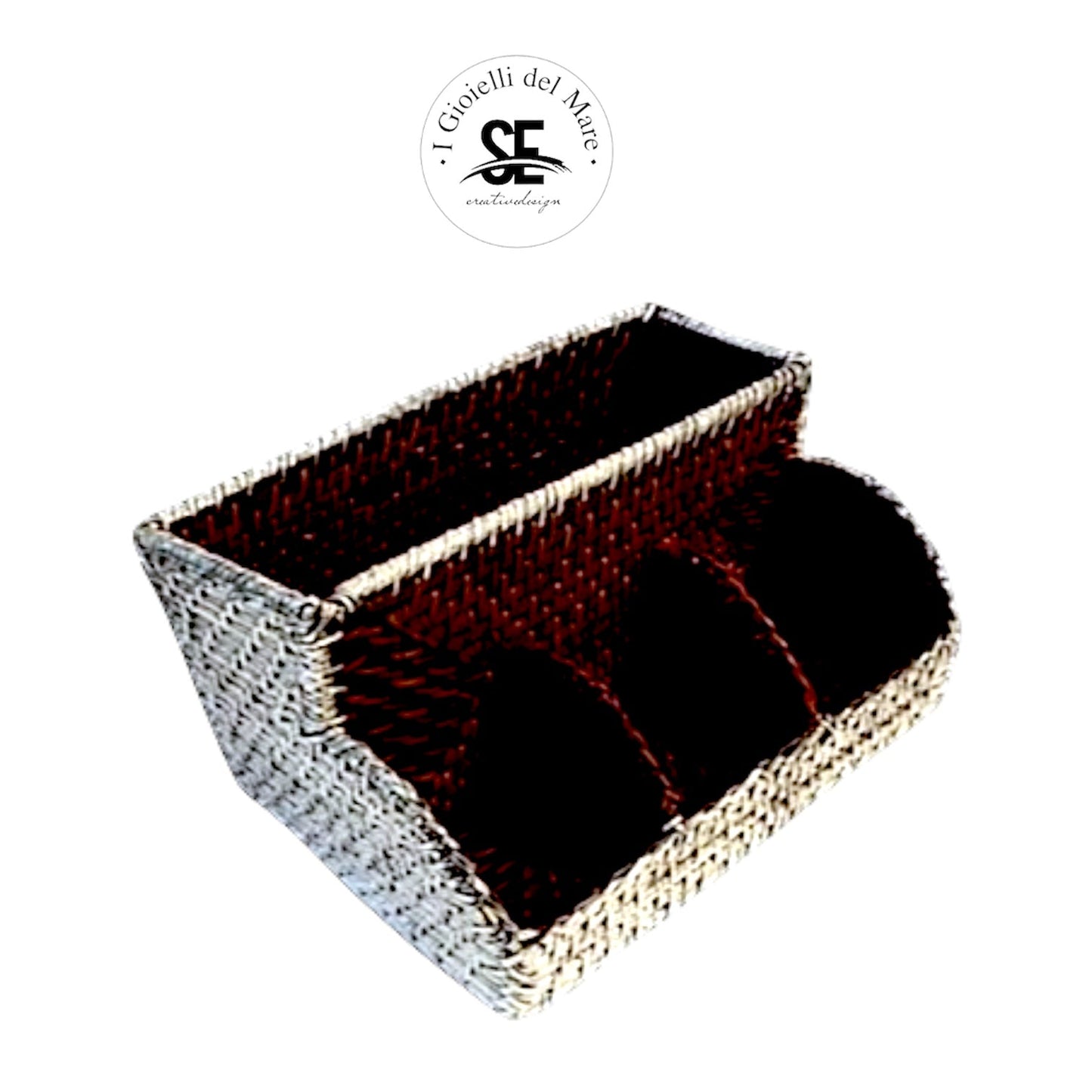 Cod.MA29206 Set ufficio completo in rattan rivestito in argento