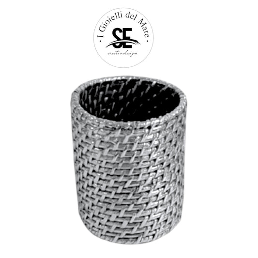 Cod.MA20703 Sottobottiglia Rattan rivestito in argento