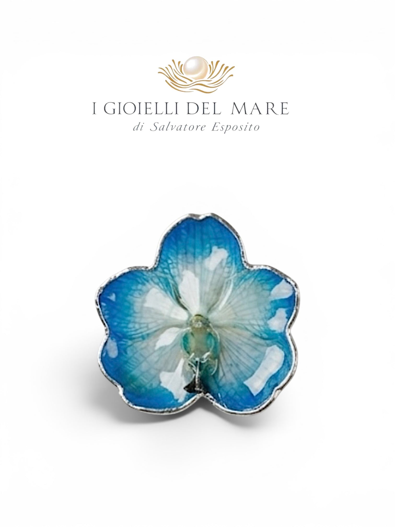 Ciondolo orchidee naturale rivestite con un lamina di argento puro artigianale in argento - I Gioielli del Mare