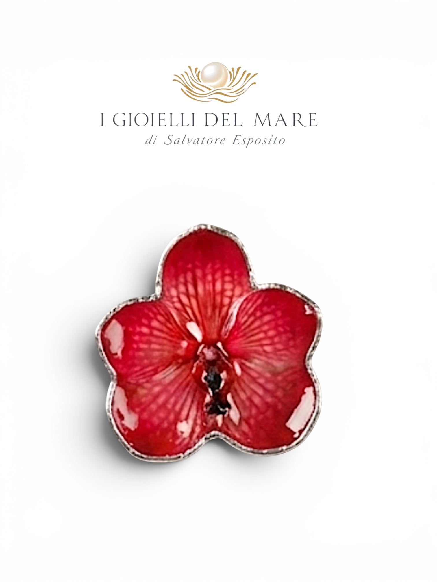 Ciondolo orchidee naturale rivestite con un lamina di argento puro artigianale in argento - I Gioielli del Mare