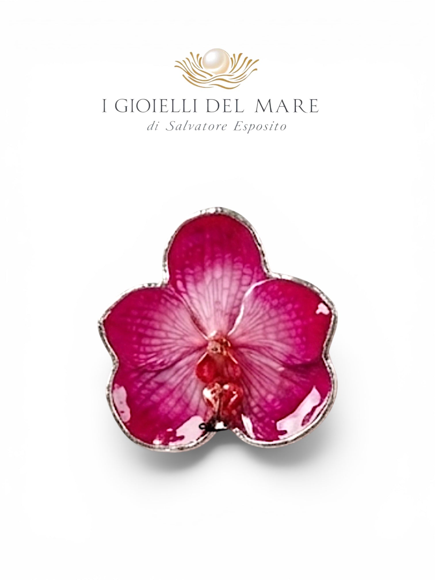 Ciondolo orchidee naturale rivestite con un lamina di argento puro artigianale in argento - I Gioielli del Mare
