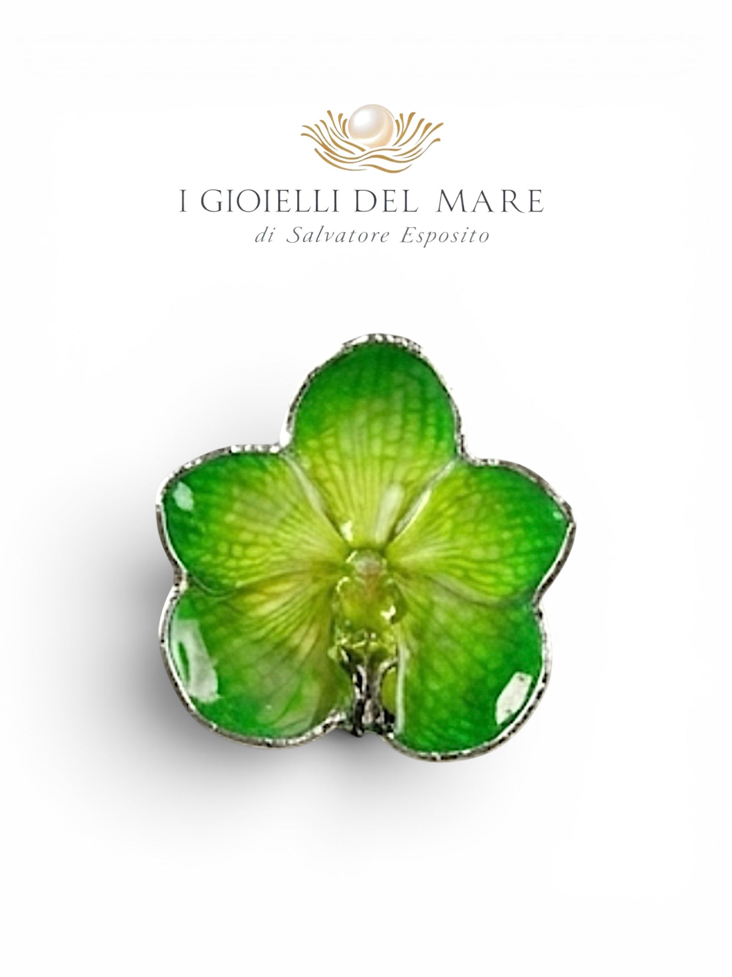Ciondolo orchidee naturale rivestite con un lamina di argento puro artigianale in argento - I Gioielli del Mare