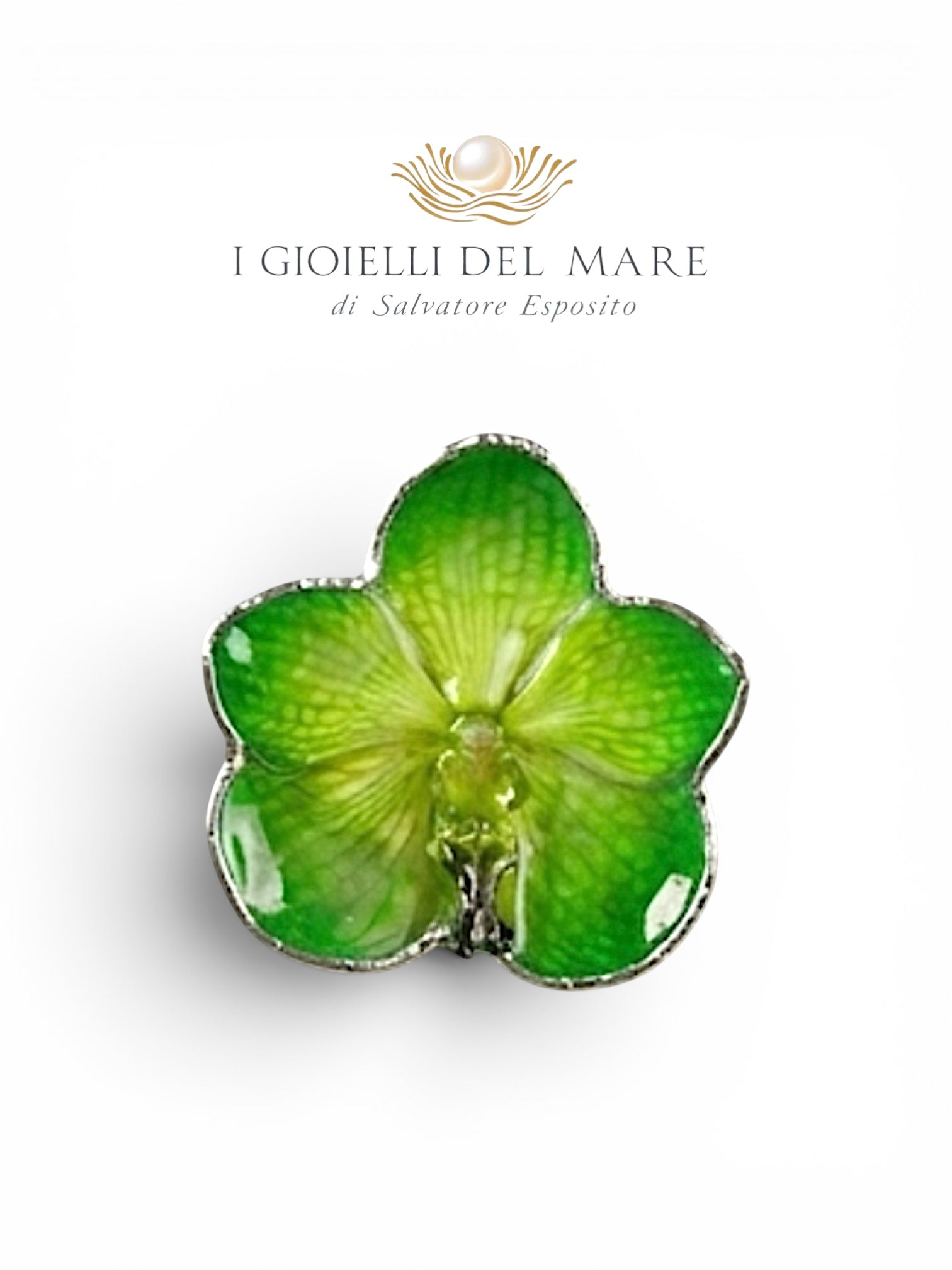 Ciondolo orchidee naturale rivestite con un lamina di argento puro artigianale in argento - I Gioielli del Mare