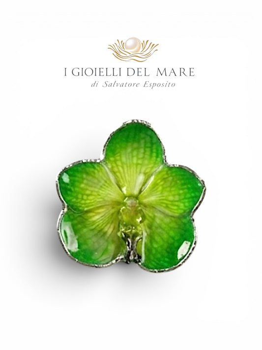 Ciondolo orchidee naturale rivestite con un lamina di argento puro artigianale in argento - I Gioielli del Mare