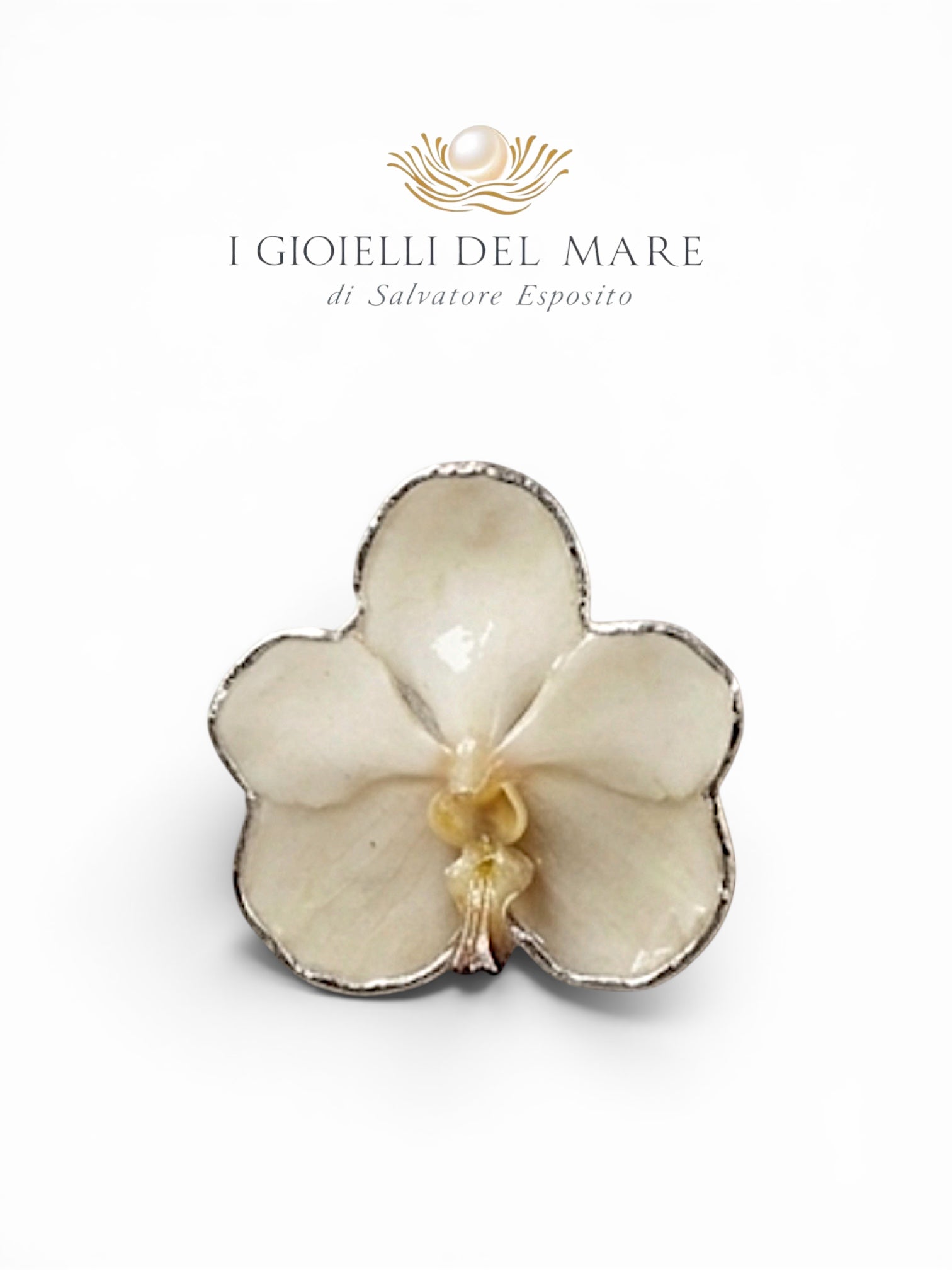 Ciondolo orchidee naturale rivestite con un lamina di argento puro artigianale in argento - I Gioielli del Mare