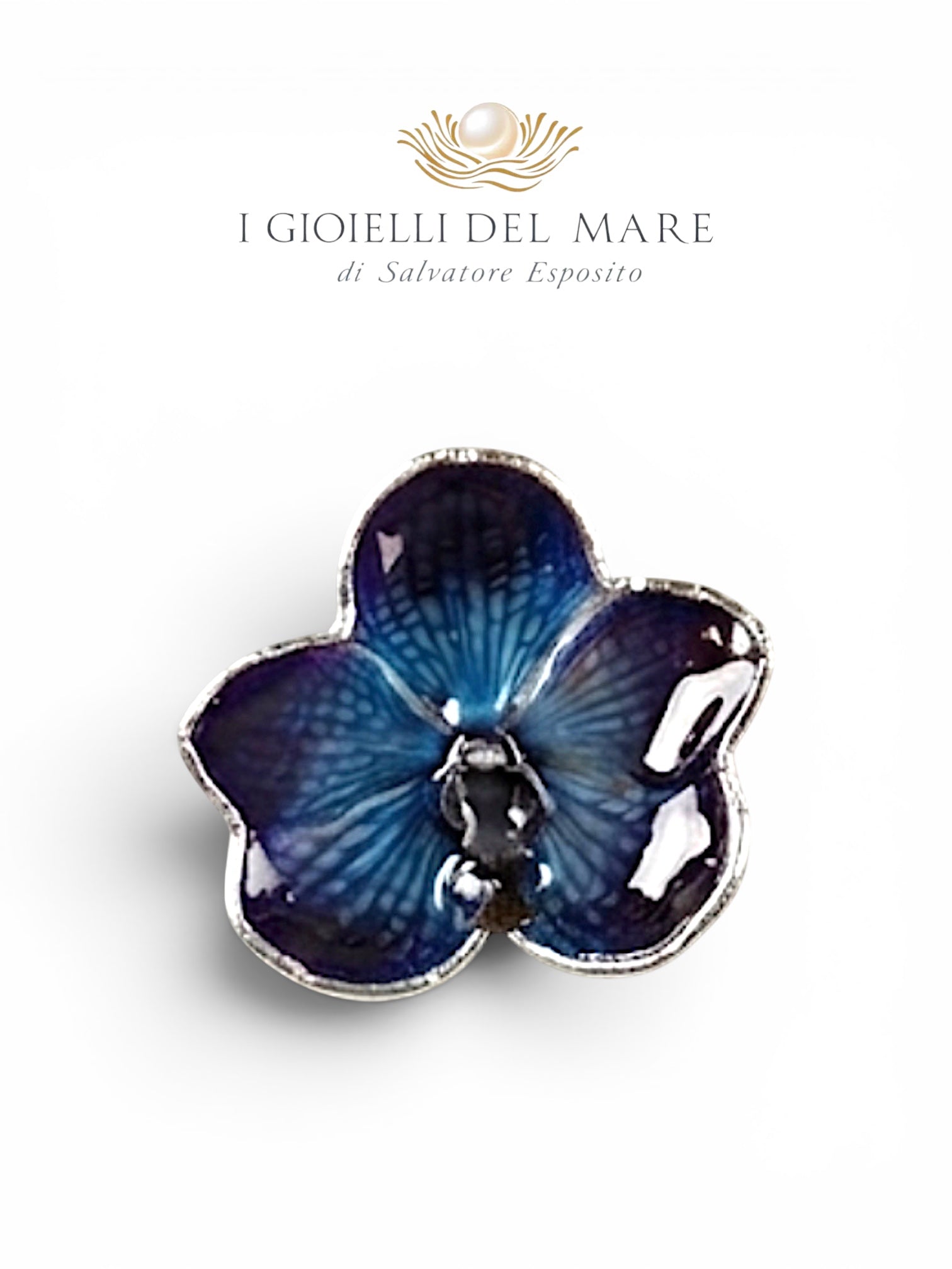 Ciondolo orchidee naturale rivestite con un lamina di argento puro artigianale in argento - I Gioielli del Mare