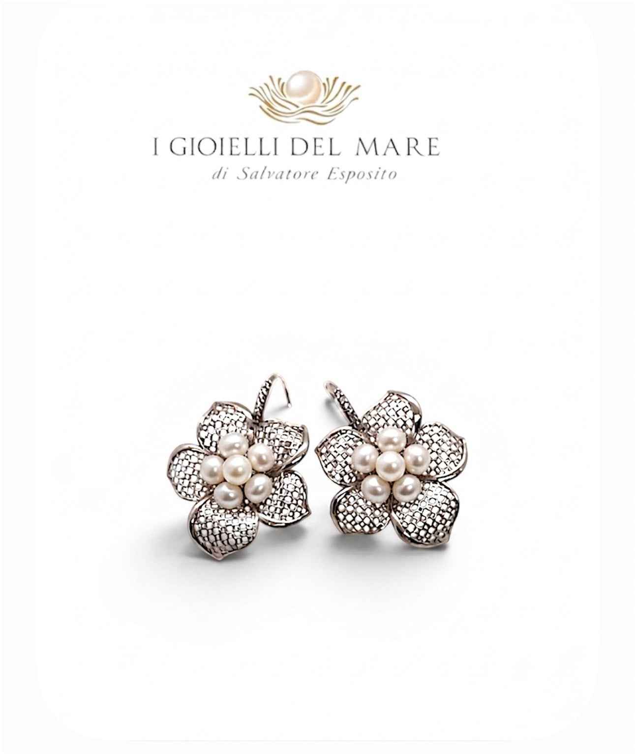 Orecchini fiori in argento e turchese fatti a mano