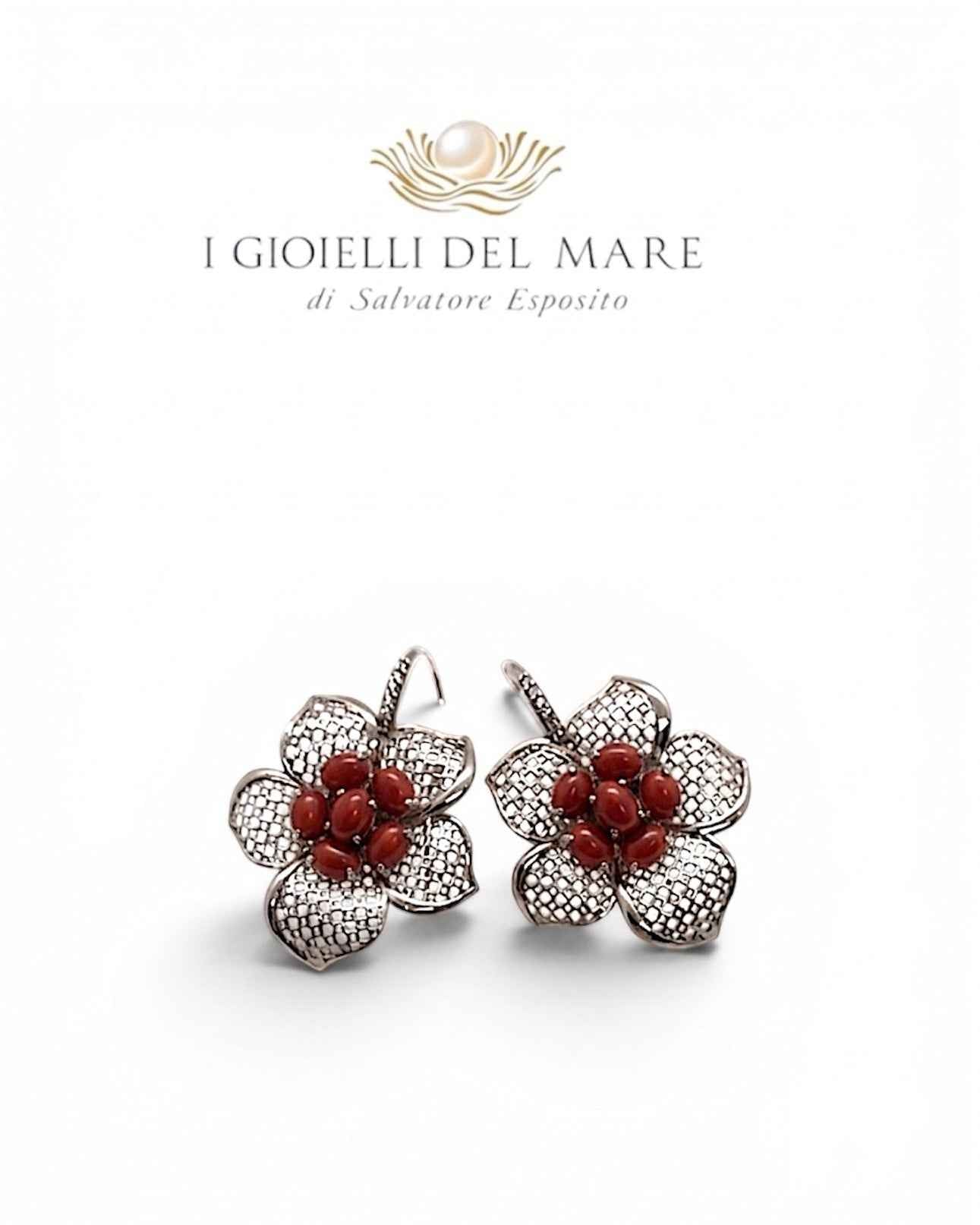 Orecchini fiori in argento e turchese fatti a mano