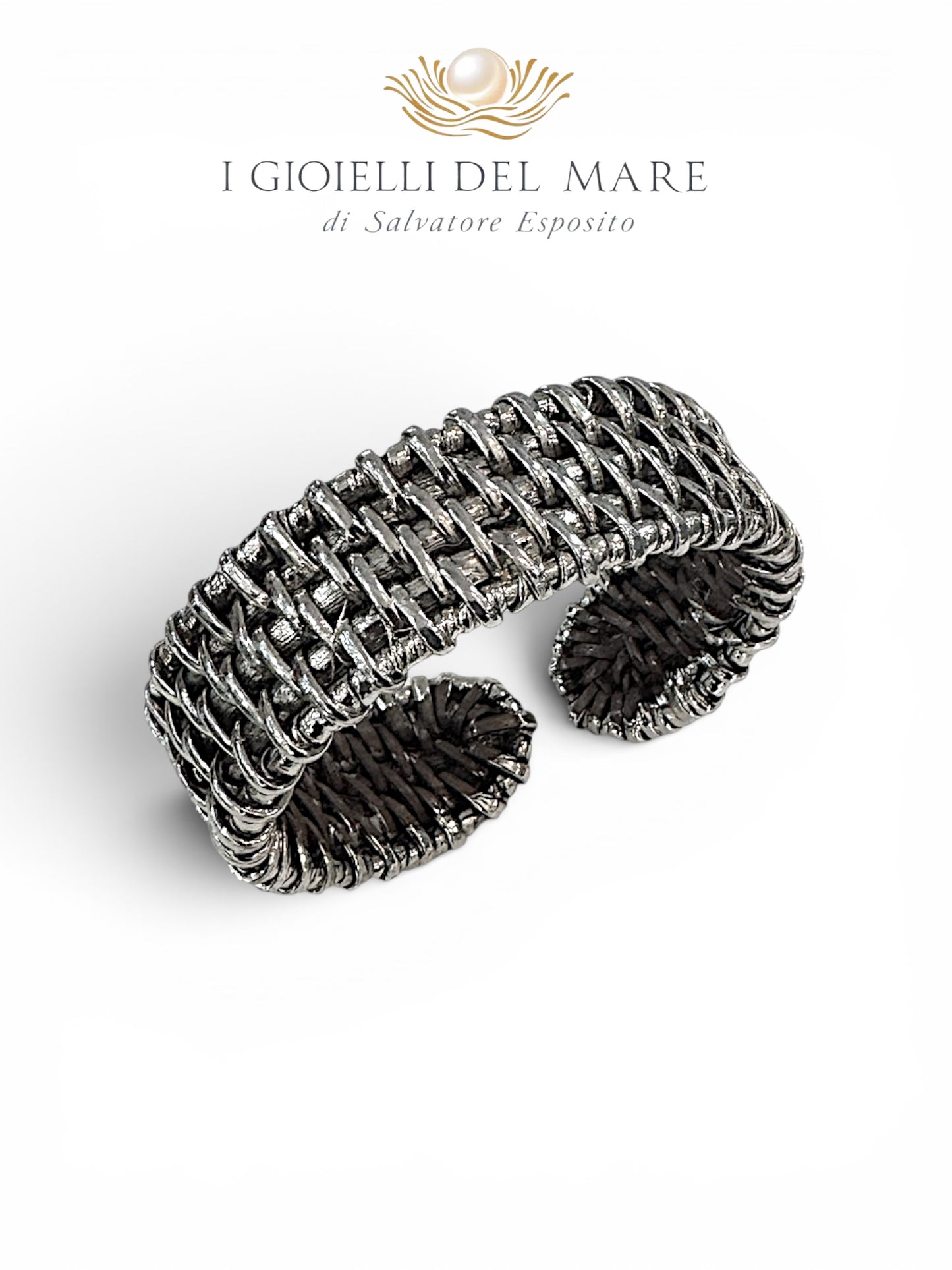 Bracciale rigido in rattan naturale rivestito in argento, lavorazione artigianale made in Italy – I Gioielli del Mare di Salvatore Esposito

