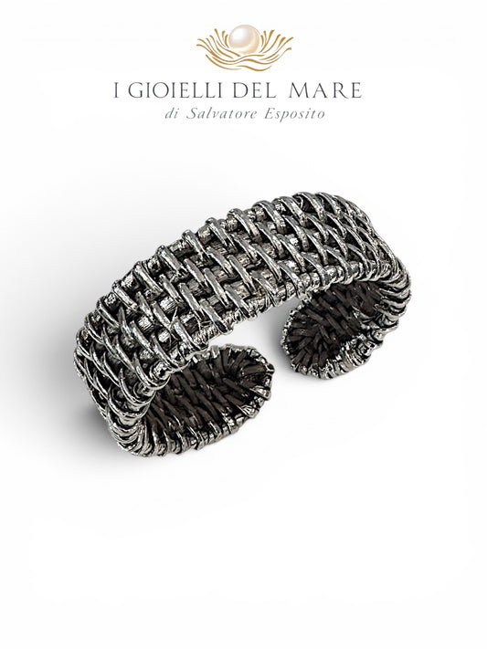Bracciale rigido in rattan naturale rivestito in argento, lavorazione artigianale made in Italy – I Gioielli del Mare di Salvatore Esposito

