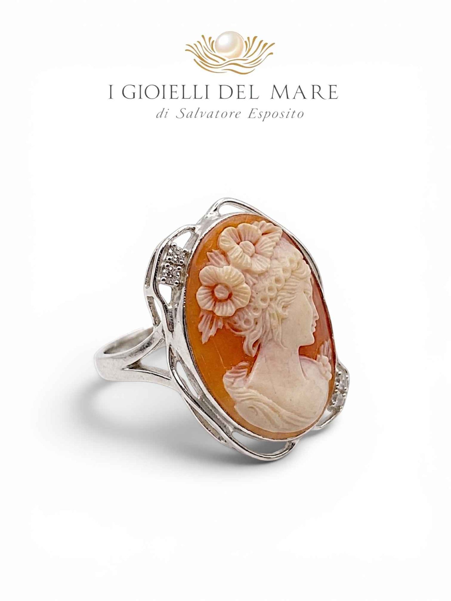 Anello cammeo donna incisa in argento