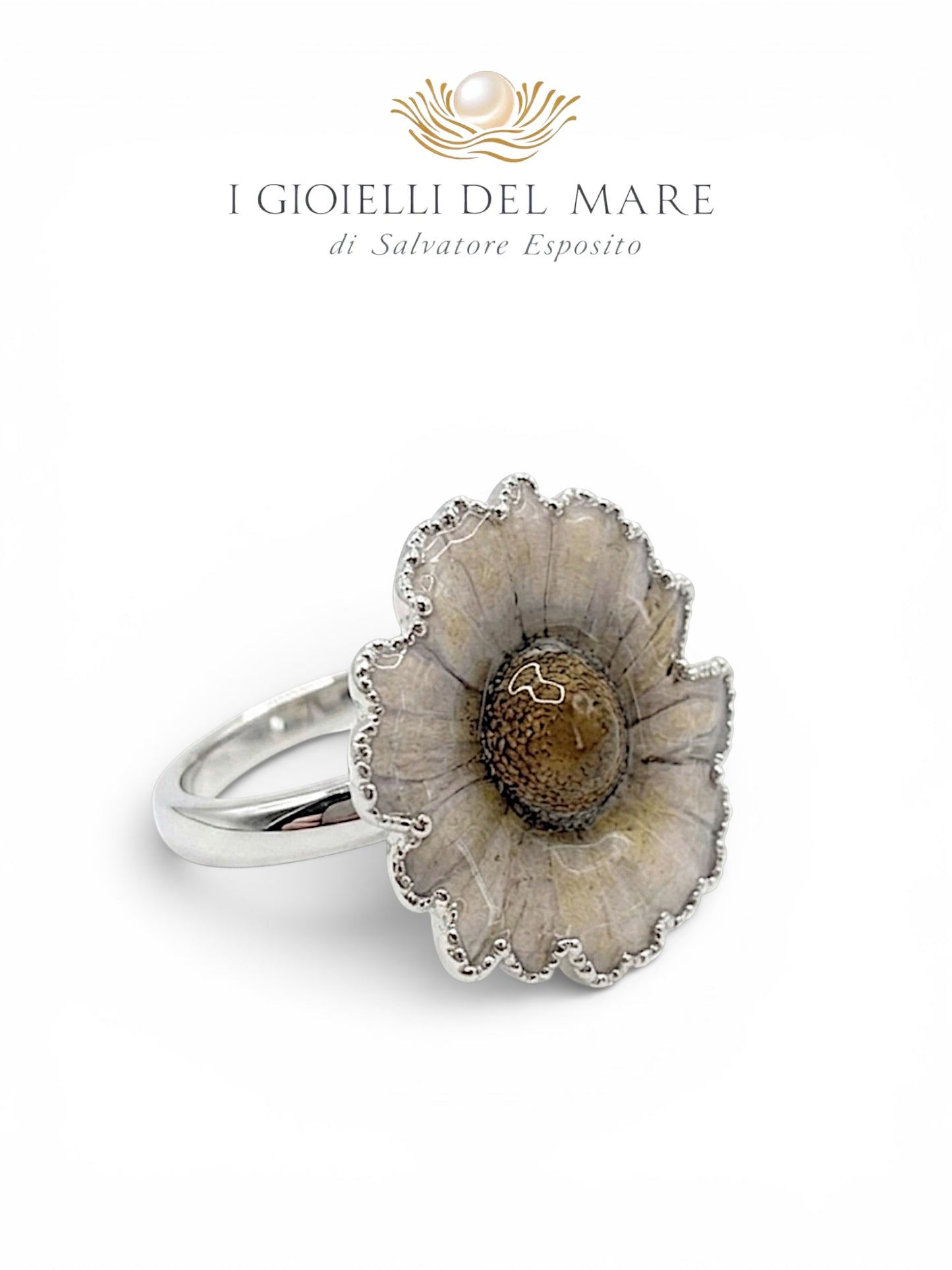 Anello Margherita bianca in argento 