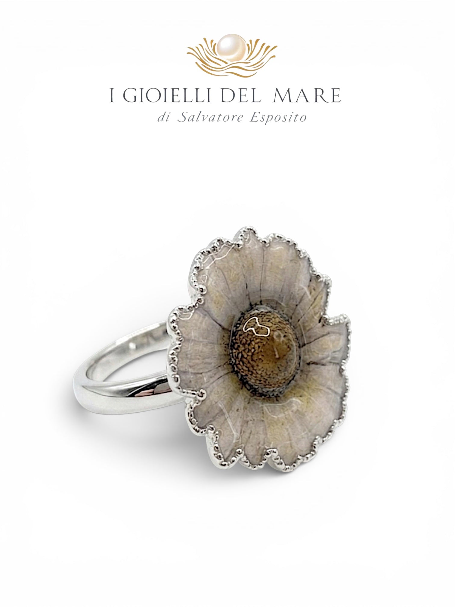 Anello Margherita bianca in argento 