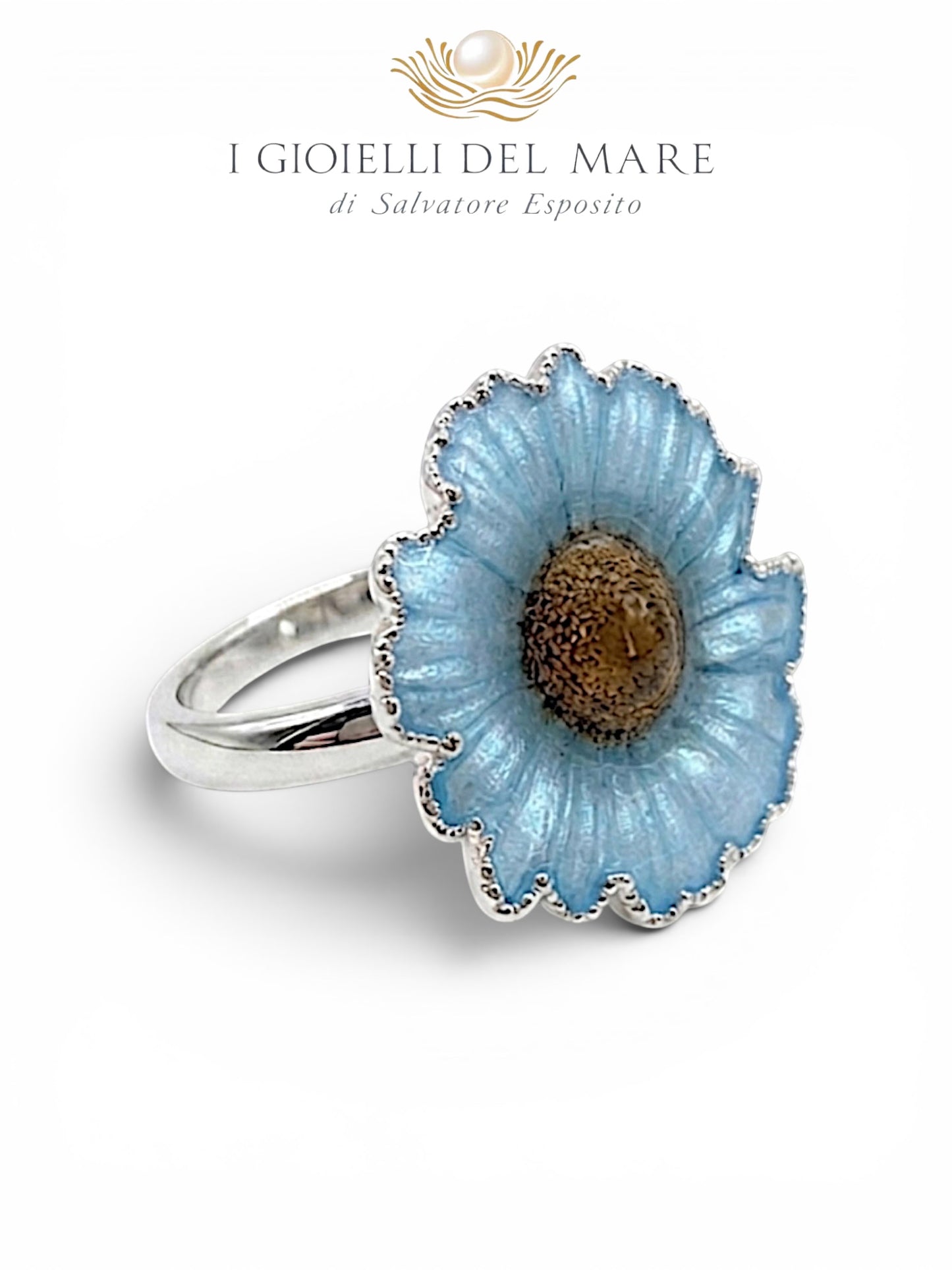 Anello Margherita Bianca Naturale in Argento