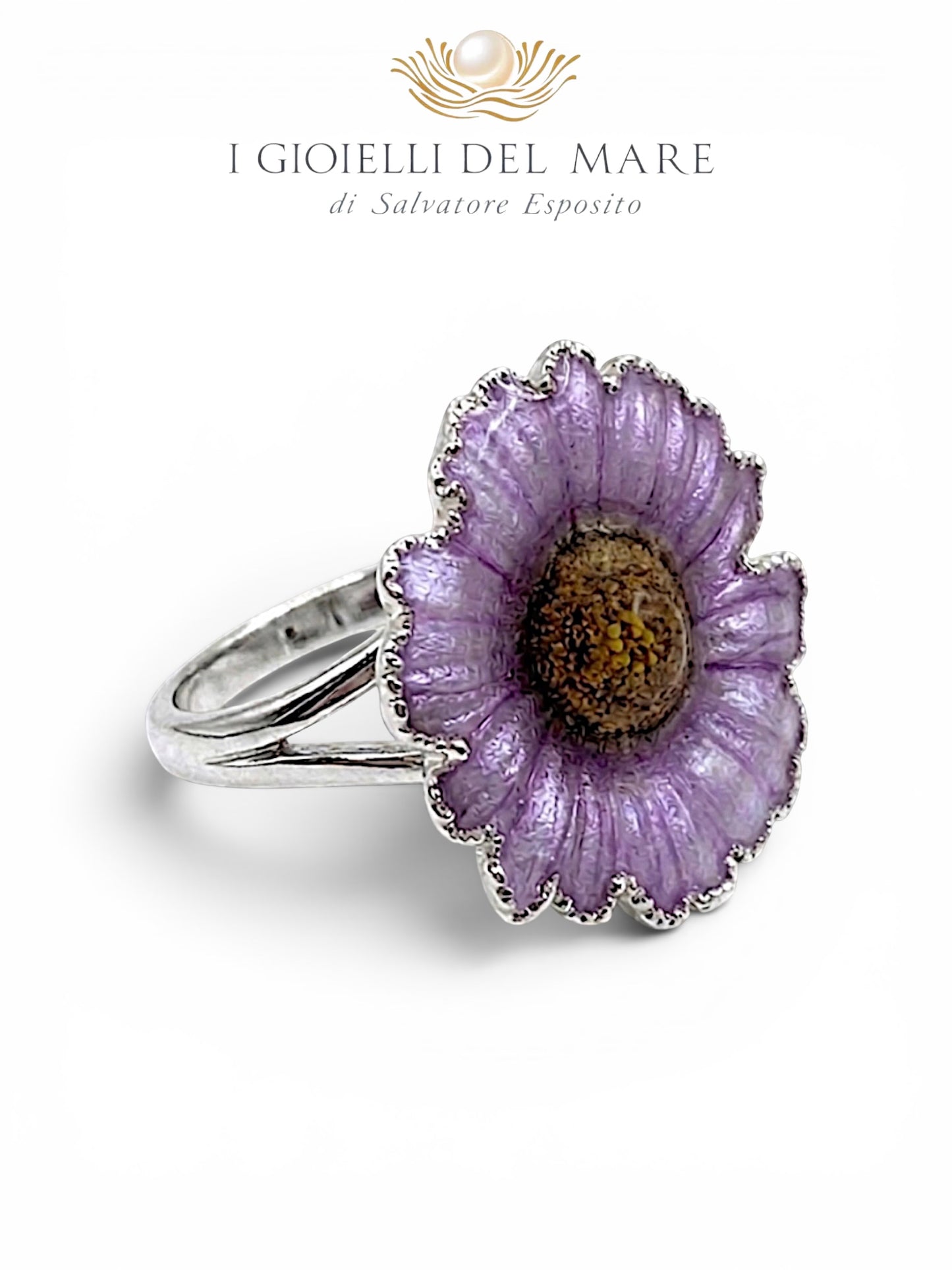 Anello Margherita colore viola naturale   in argento 