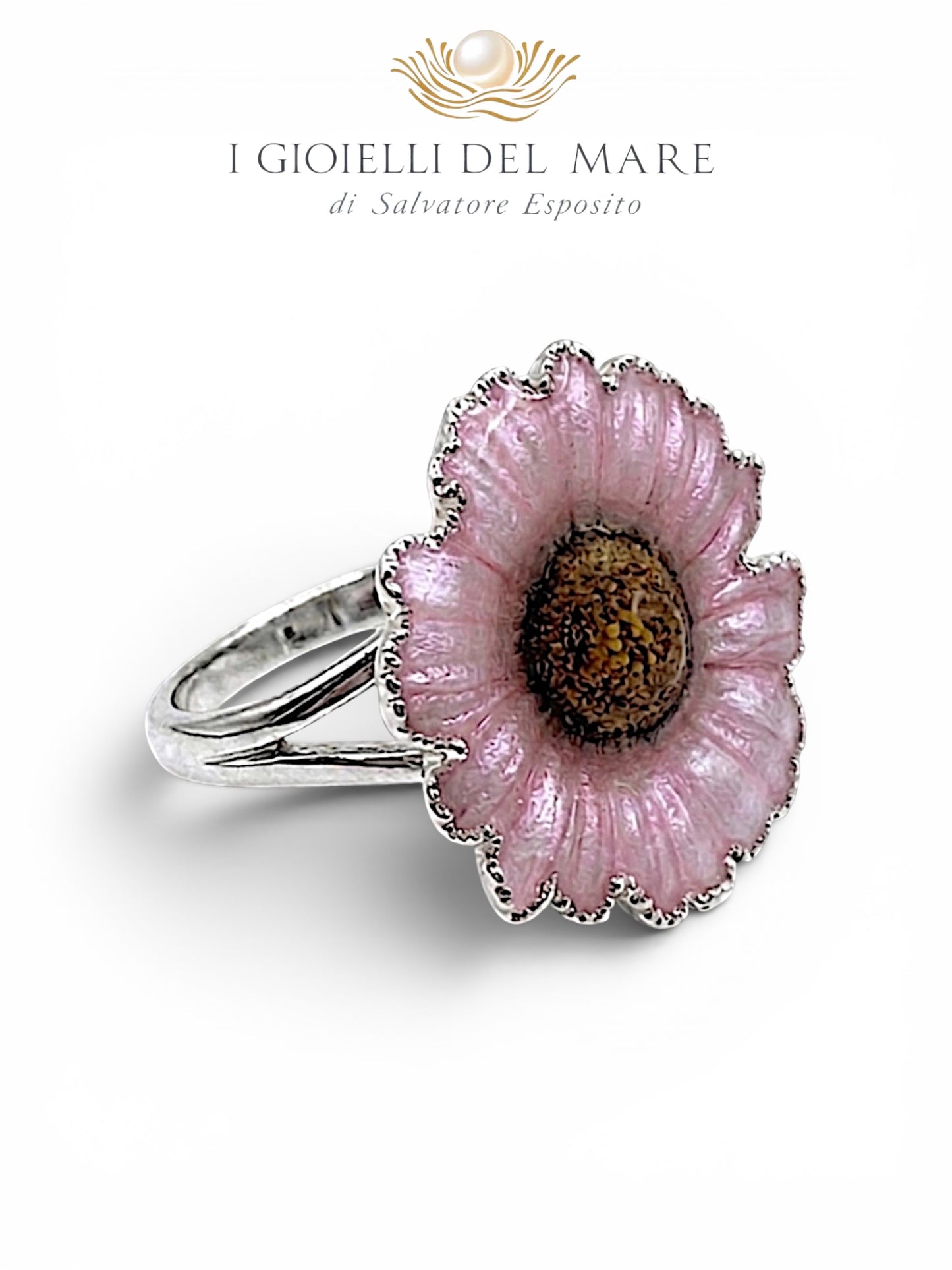 Anello Margherita colore rosa naturale   in argento 