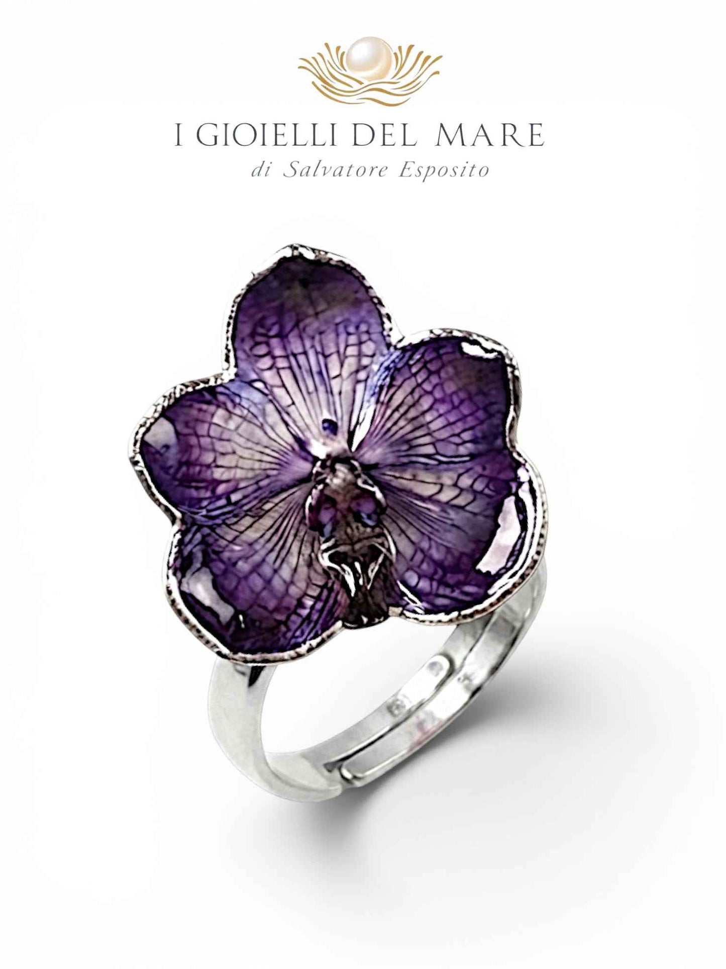 Anello Orchidea naturale in argento