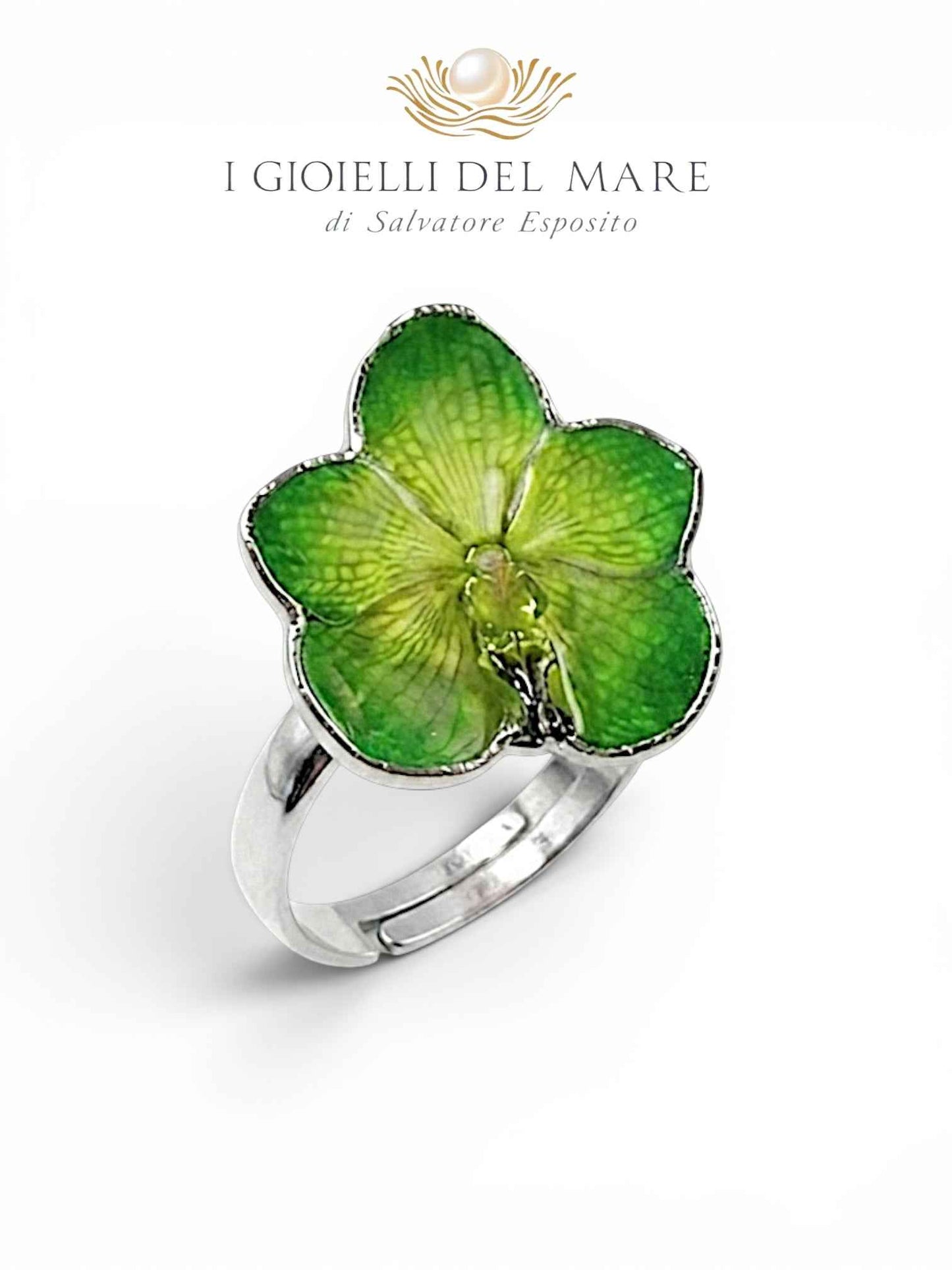 Anello Orchidea naturale in argento