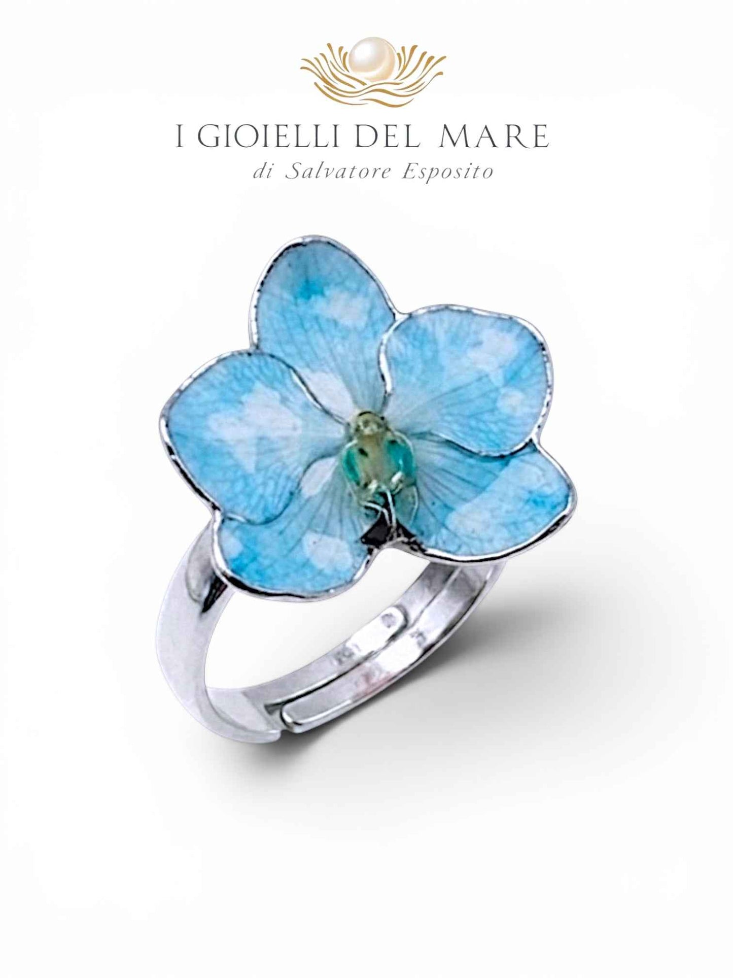 Anello Orchidea naturale in argento