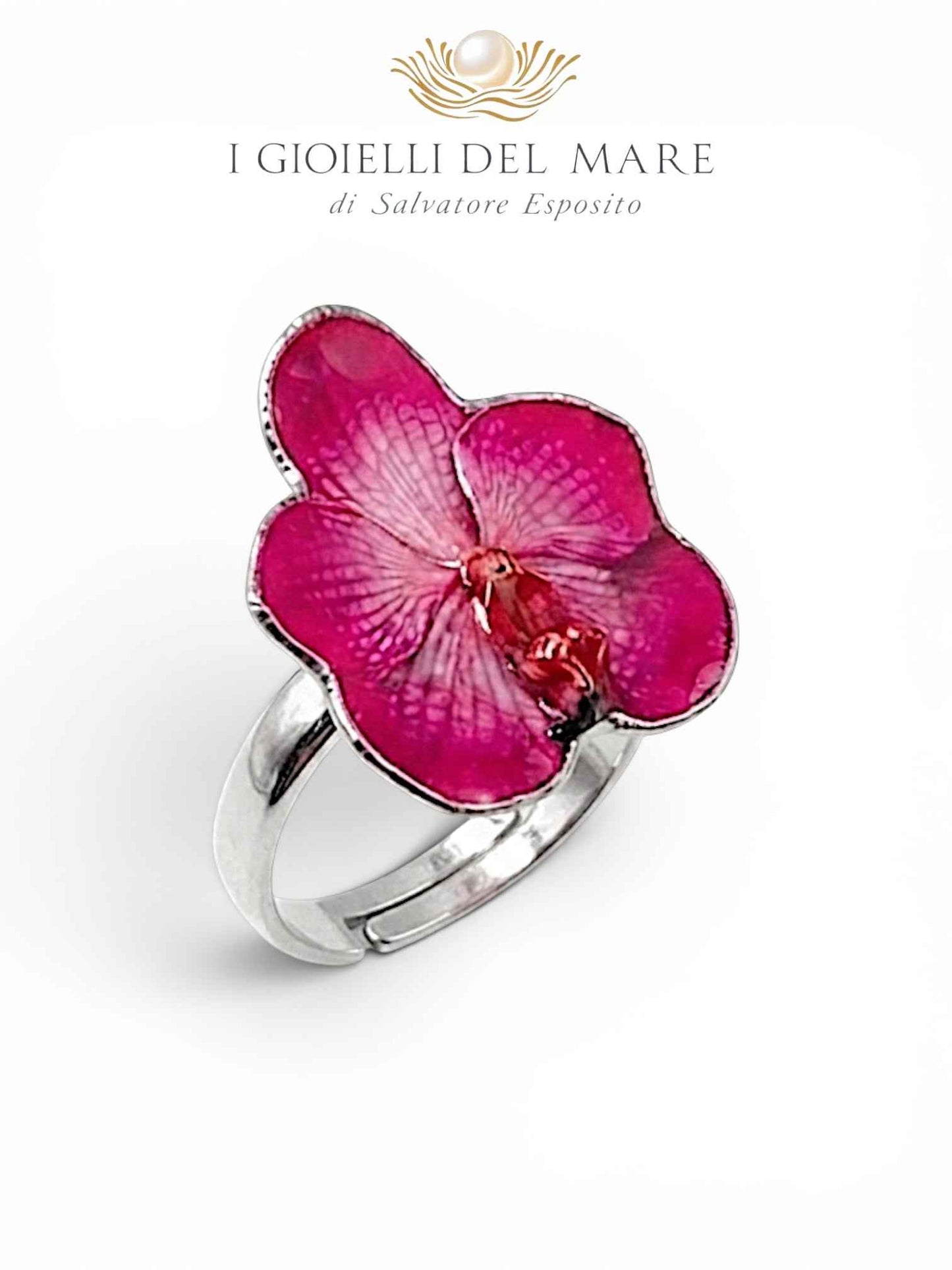 Anello Orchidea naturale in argento