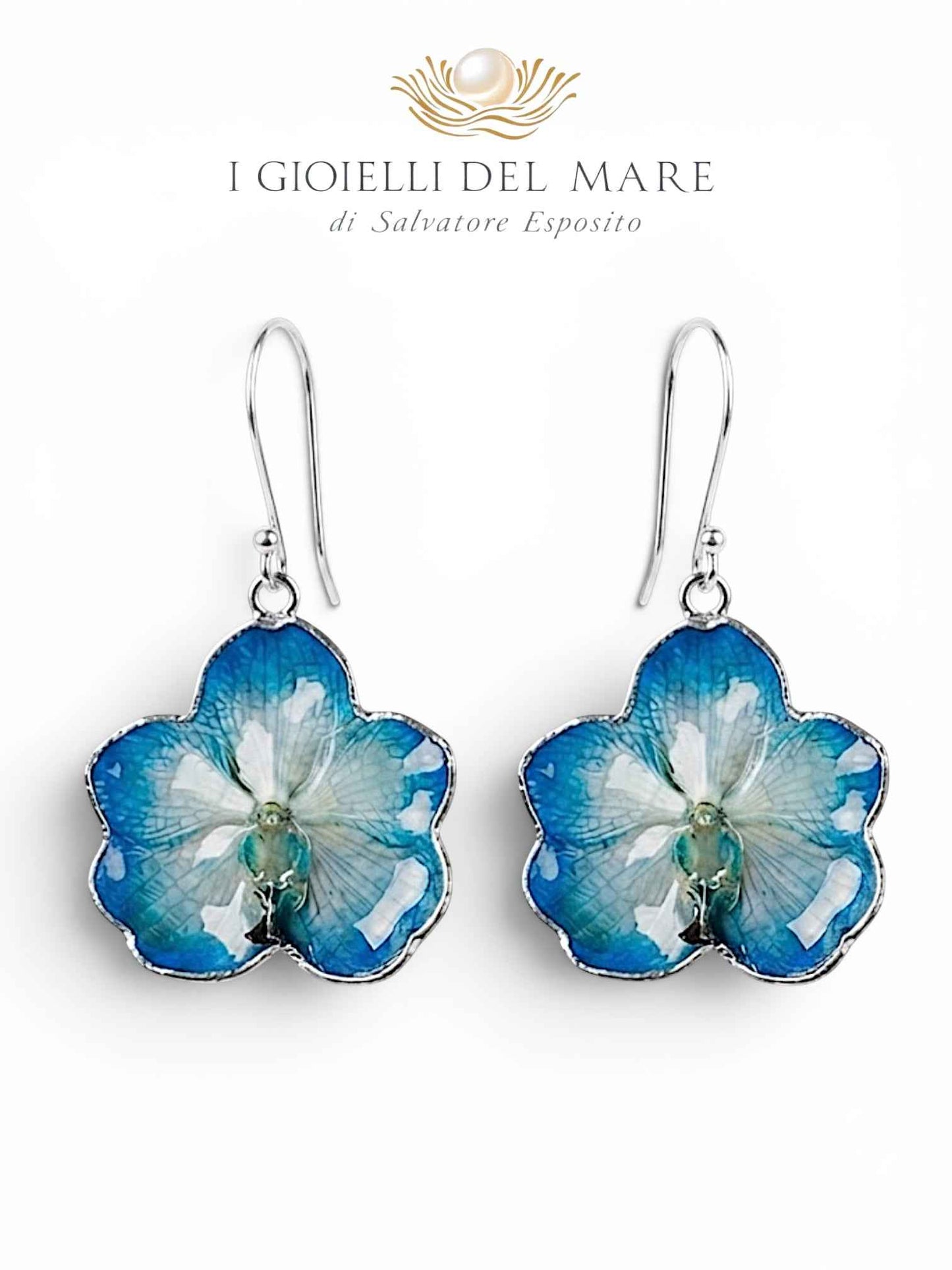 Orecchini Orchidea naturale in argento