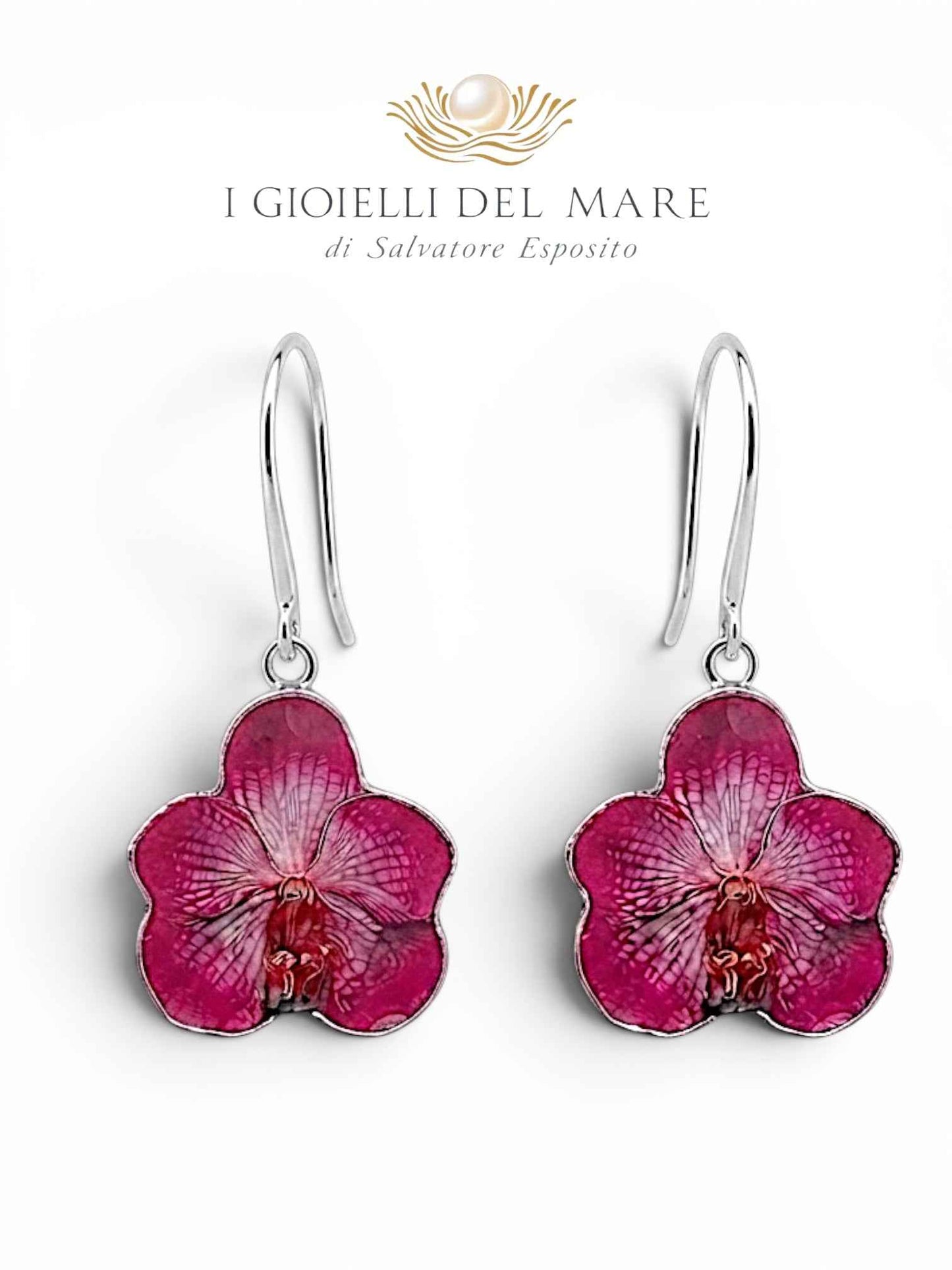 Orecchini Orchidea naturale in argento