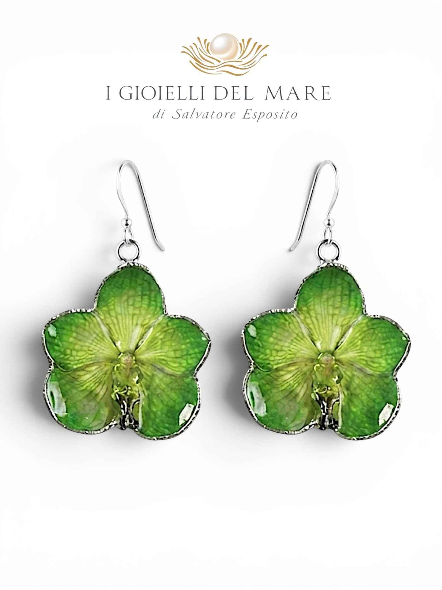 Orecchini Orchidea naturale in argento