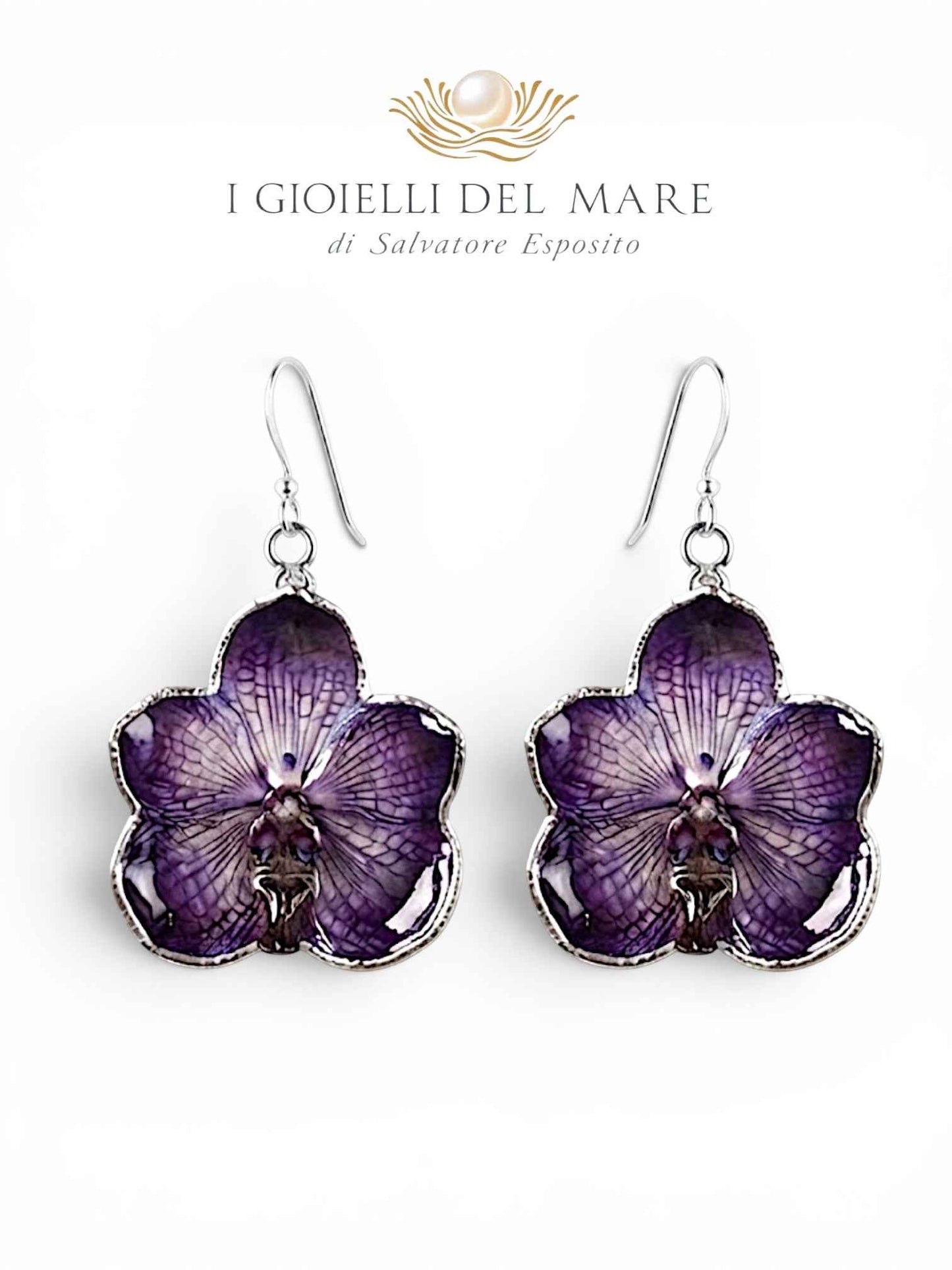 Orecchini Orchidea naturale in argento