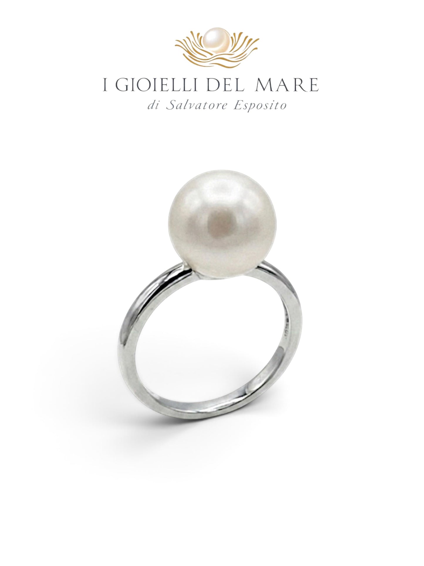 Anello con perla di acqua dolce extra quality 10mm e montatura in argento 925, misura regolabile – I Gioielli del Mare