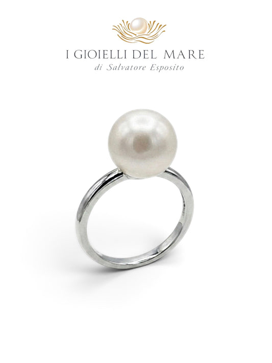 Anello con perla di acqua dolce extra quality 10mm e montatura in argento 925, misura regolabile – I Gioielli del Mare