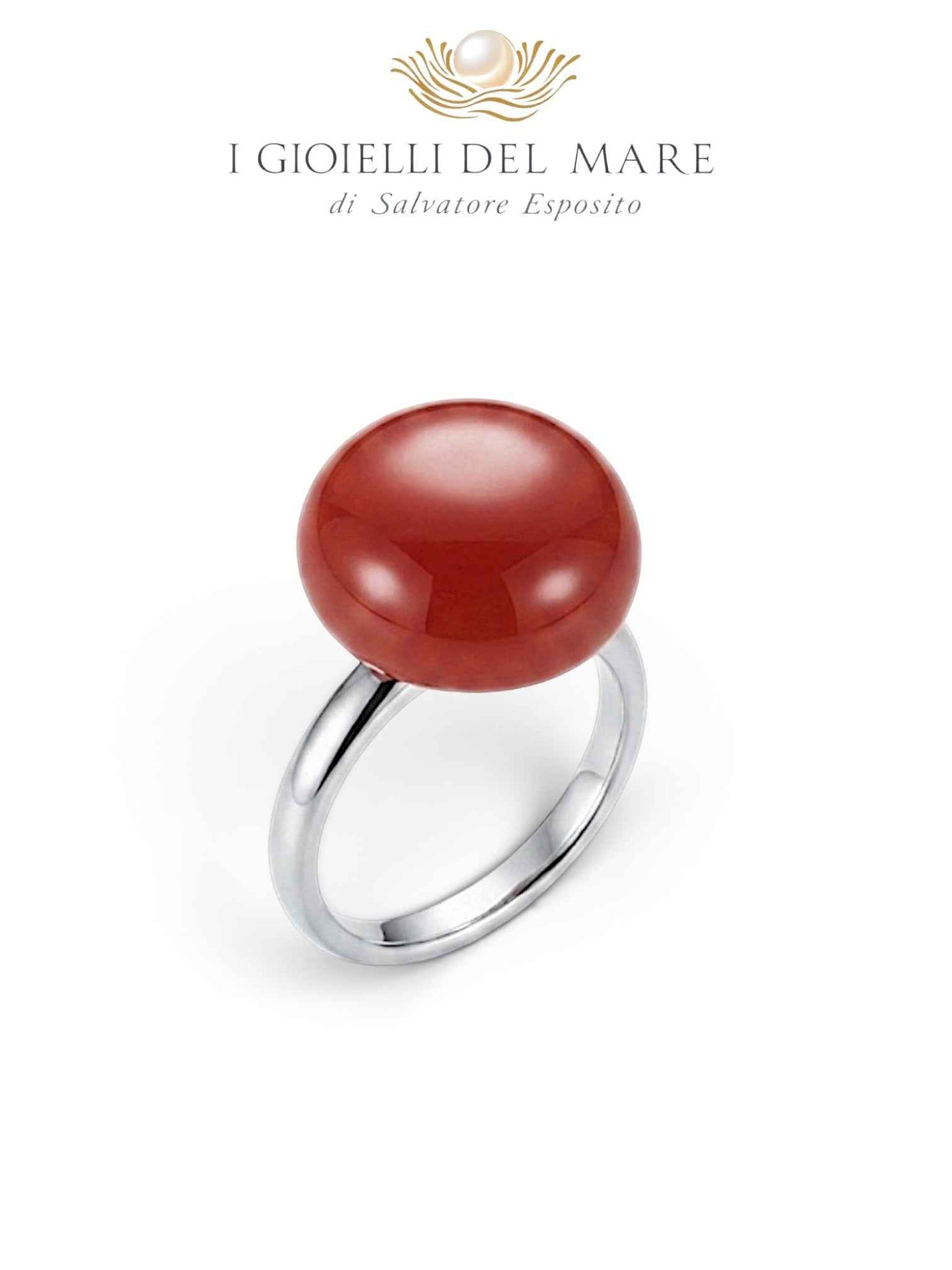 Anello cabochon di corallo della Sardegna 12mm con misura regolabile