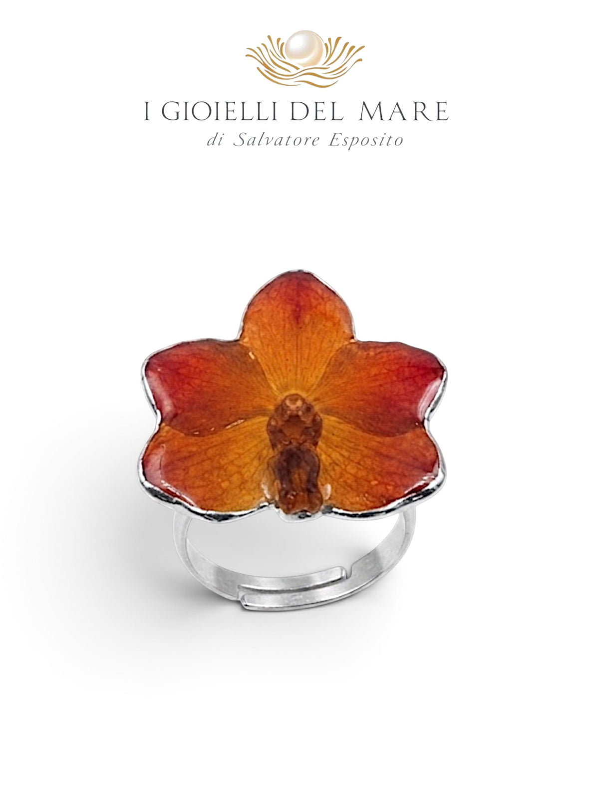 Anello Orchidea naturale in argento