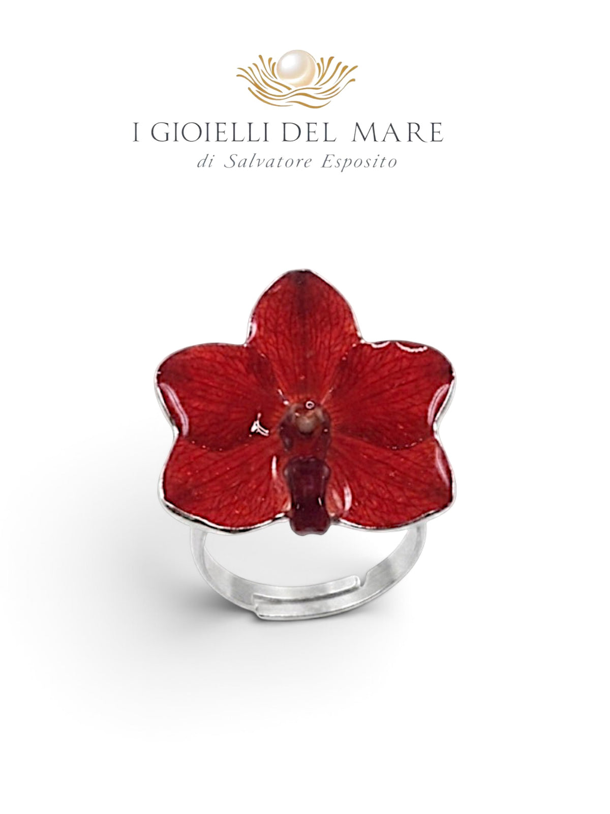 Anello Orchidea naturale in argento