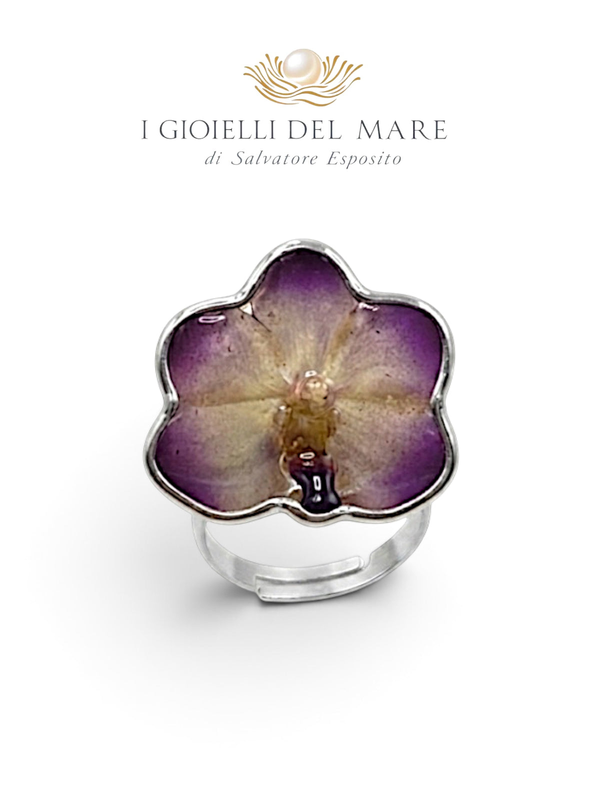Anello Orchidea naturale in argento