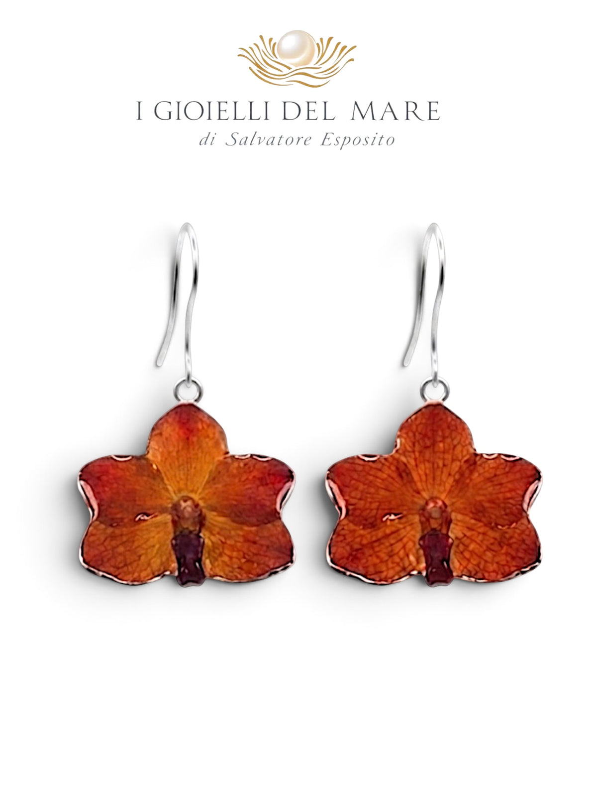 Orecchini Orchidea naturale in argento