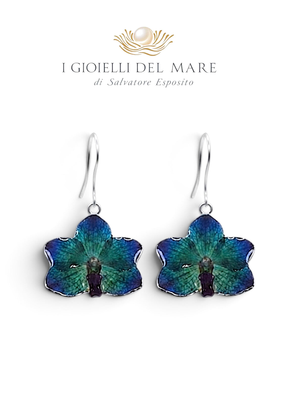 Orecchini Orchidea naturale in argento