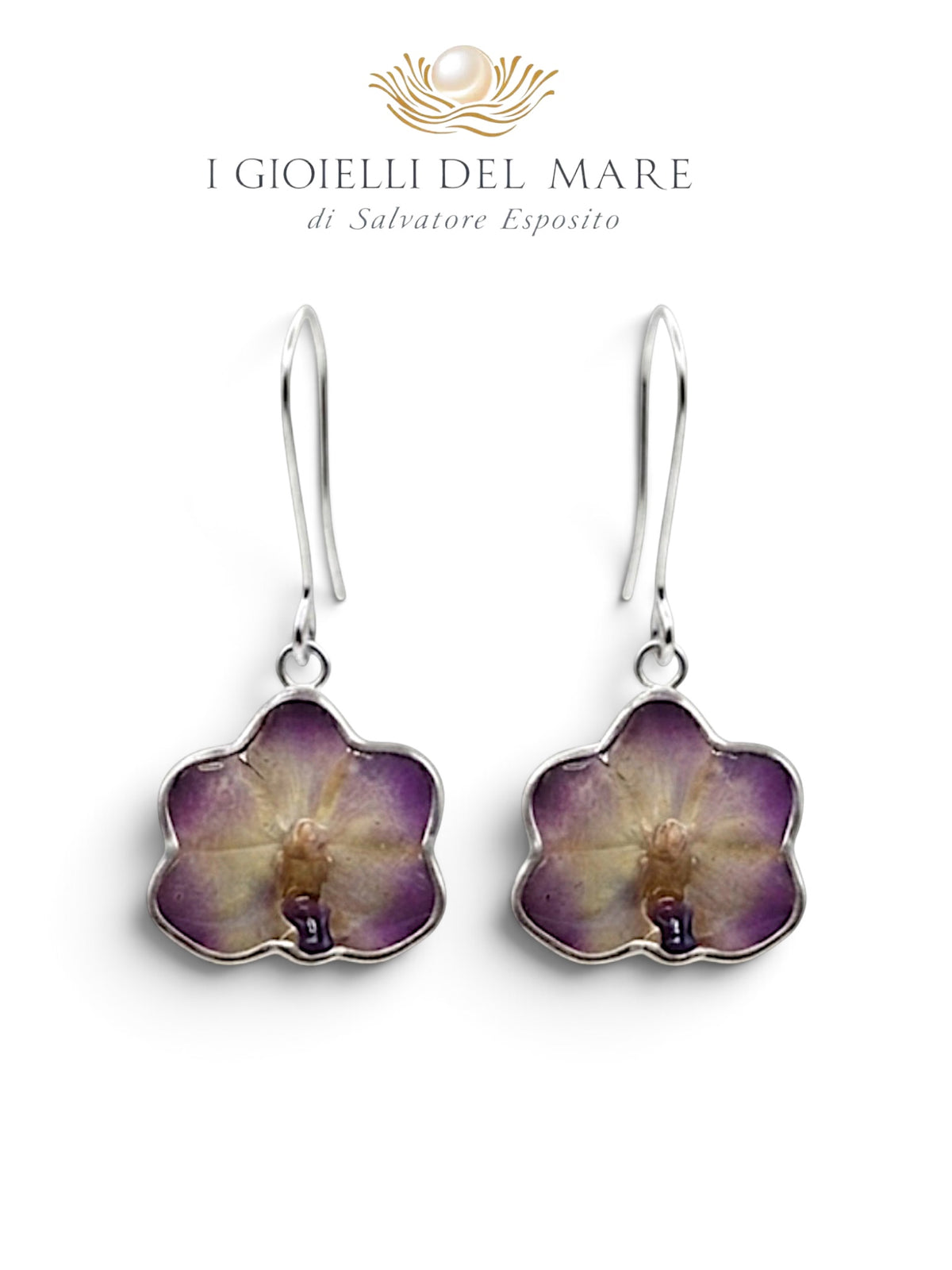 Orecchini Orchidea naturale in argento