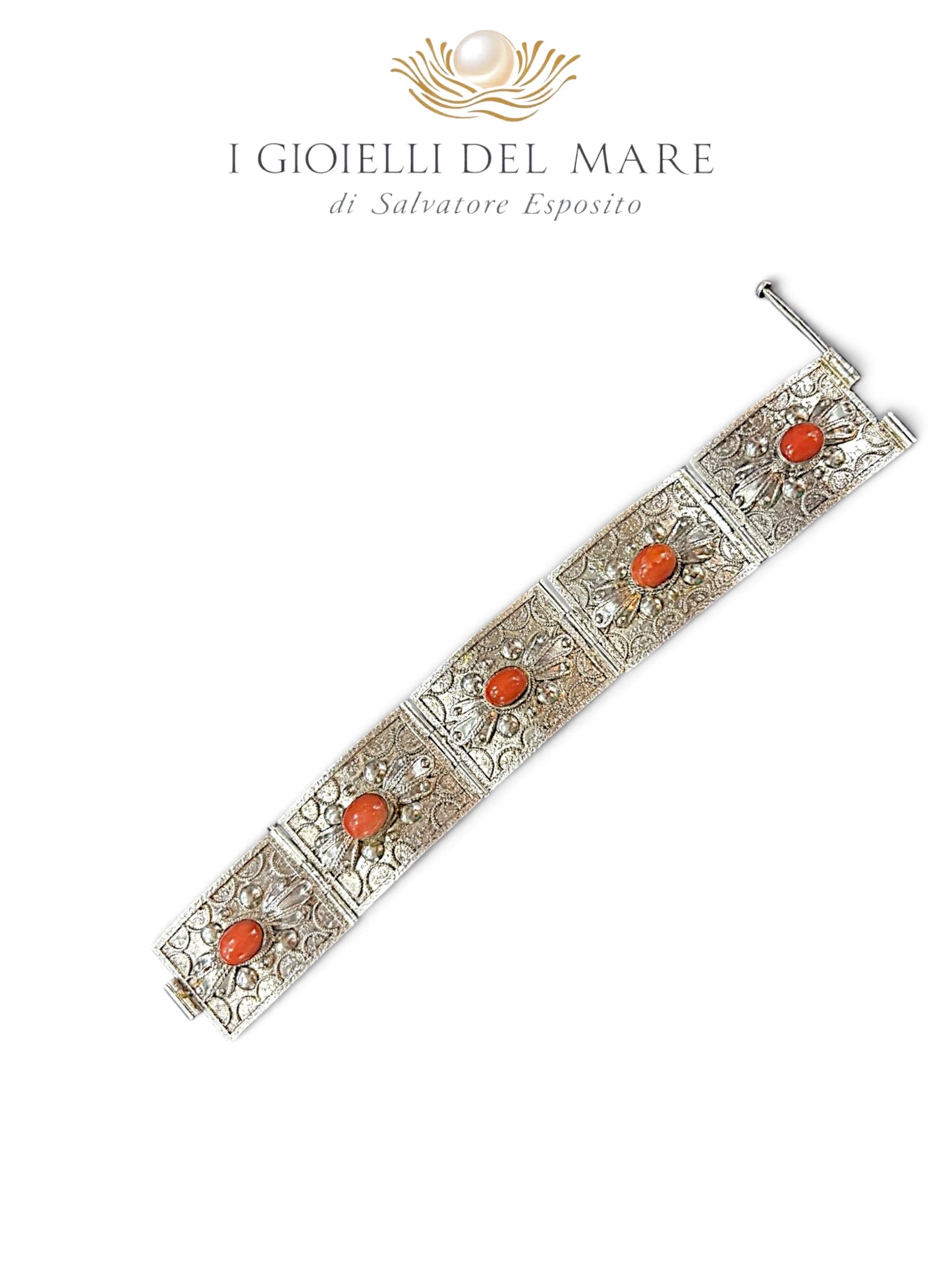 Bracciale in argento 925 e corallo rosso fatto a mano – I Gioielli del Mare