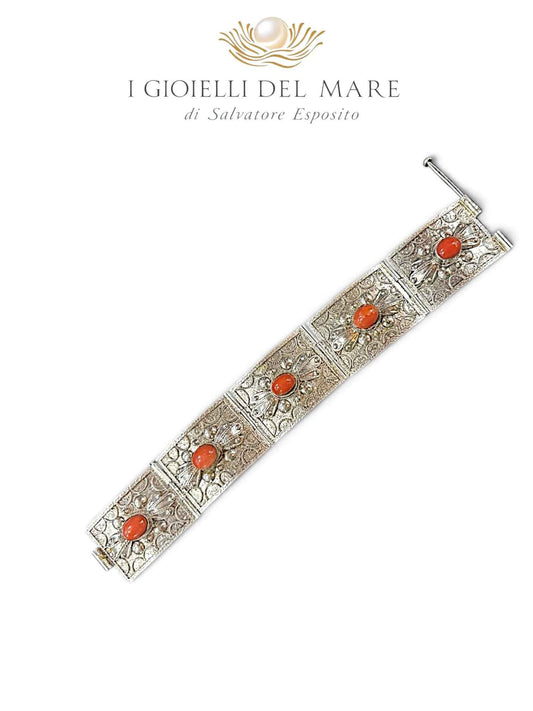 Bracciale in argento 925 e corallo rosso fatto a mano – I Gioielli del Mare