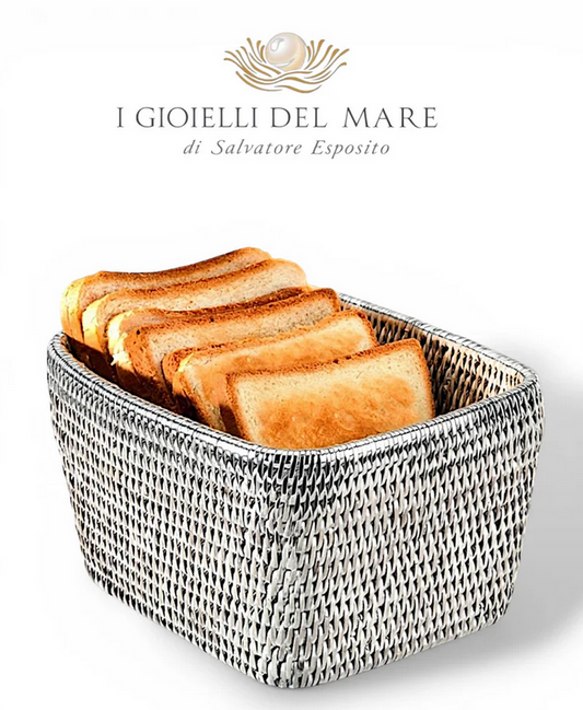 Cestino Porta Toast Rattan Rivestito in Argento artigianale in argento - I Gioielli del Mare