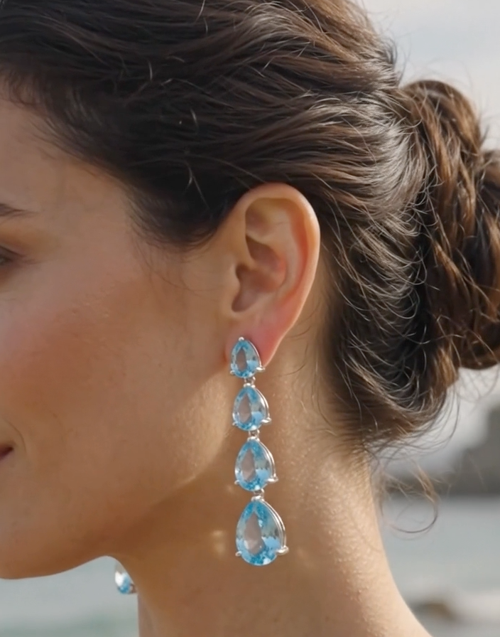 Orecchini con Topazio Naturale in Argento Rodiato – Gioielli Artigianali