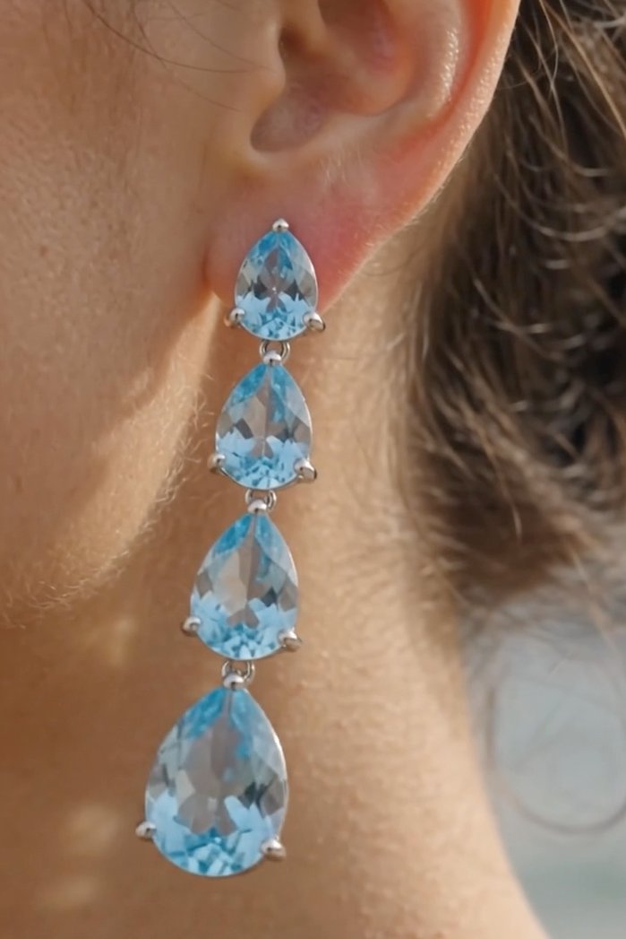 Orecchini con Topazio Naturale in Argento Rodiato – Gioielli Artigianali