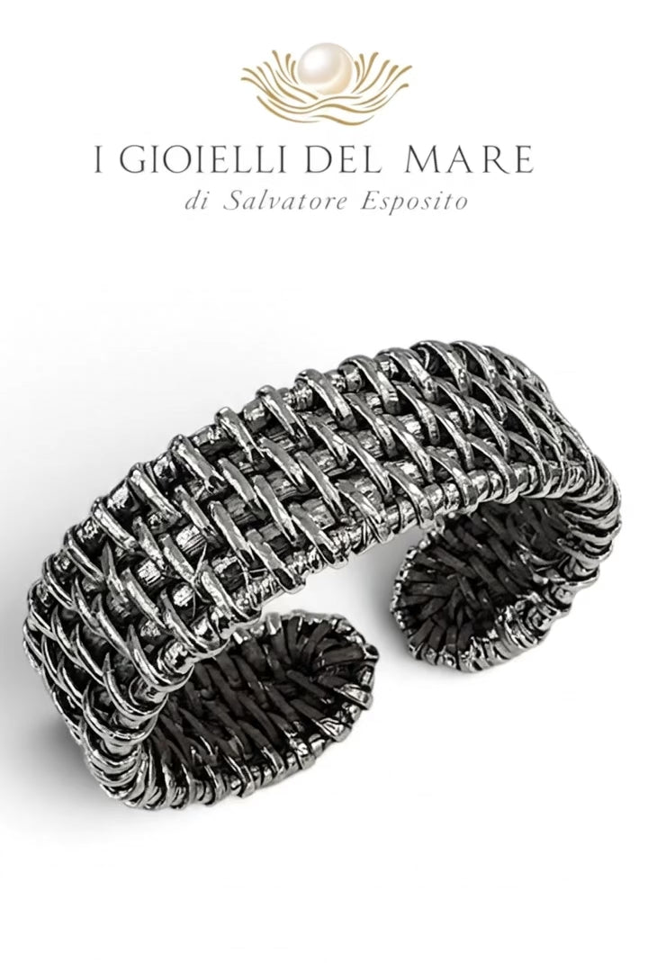 Video bracciale rigido in rattan rivestito in argento – gioiello artigianale I Gioielli del Mare