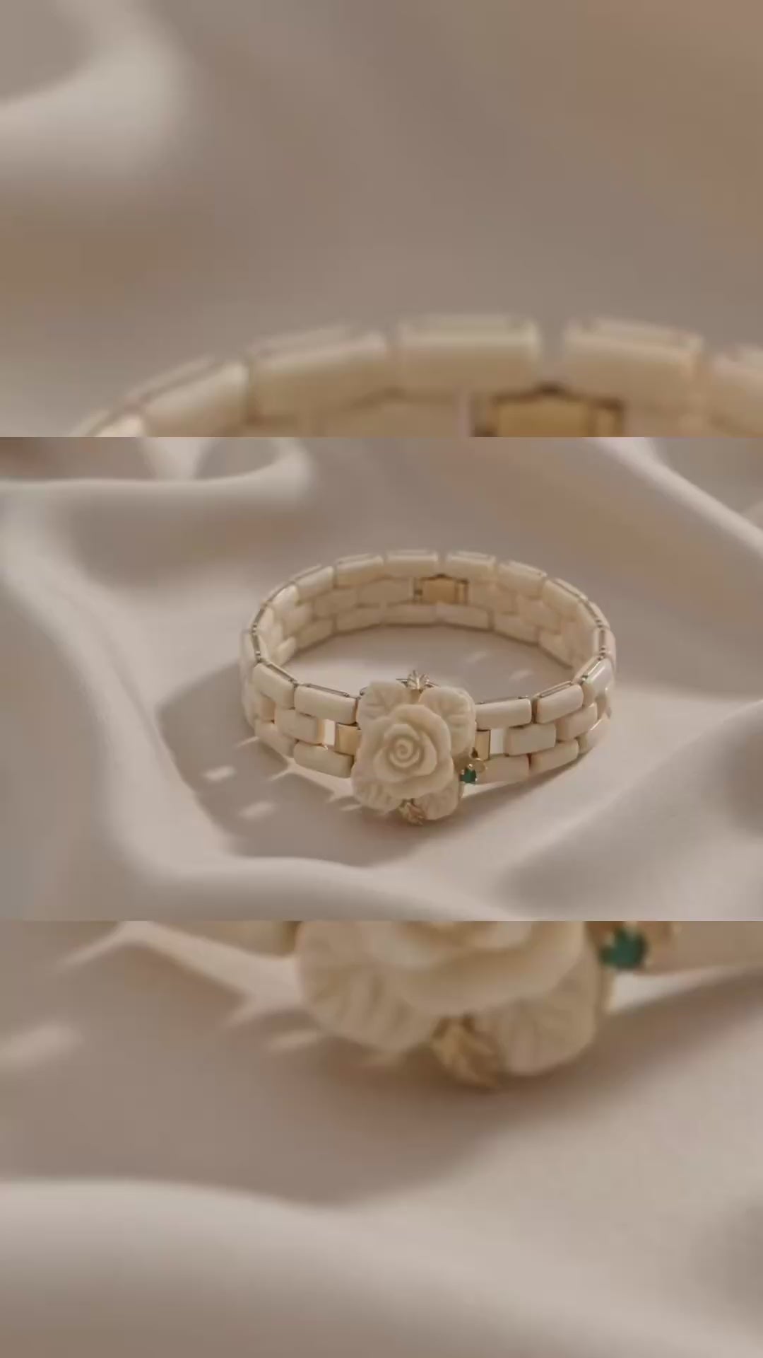 Bracciale in avorio vegetale e oro 18k indossato - gioielleria artigianale italiana I Gioielli del Mare