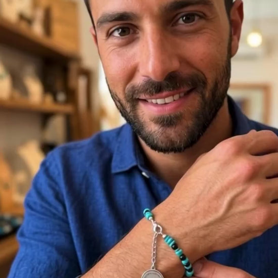 Video Bracciale in turchese e onice sfacettato