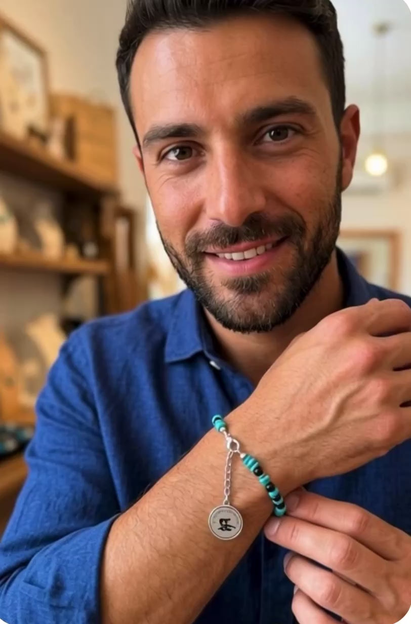 Video Bracciale in turchese e onice sfacettato